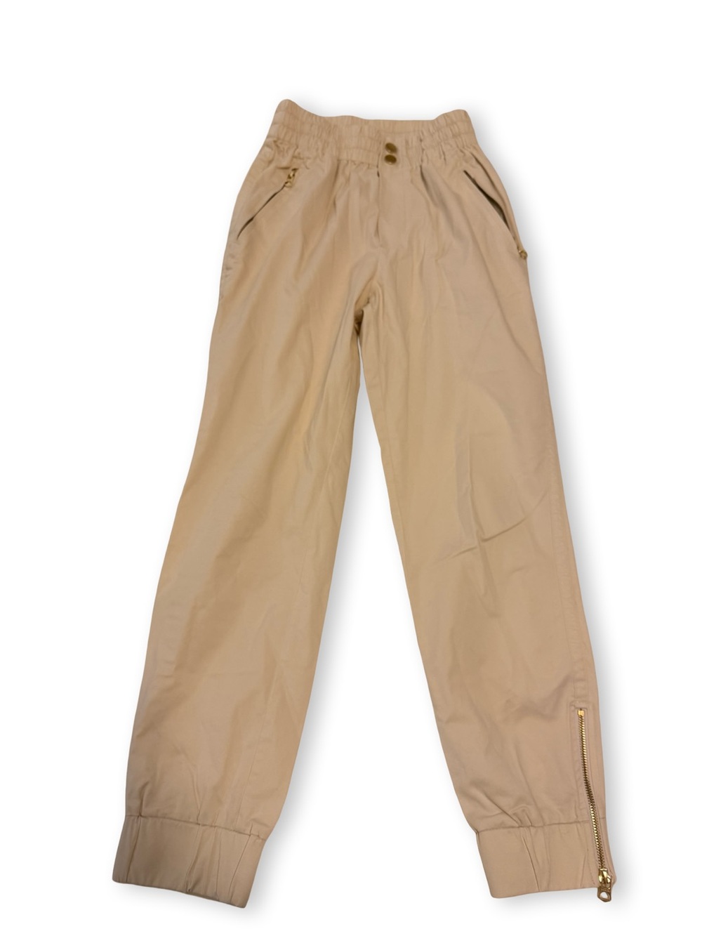 Varley Camino pant Beige Jogger Pants with Gold Zipper